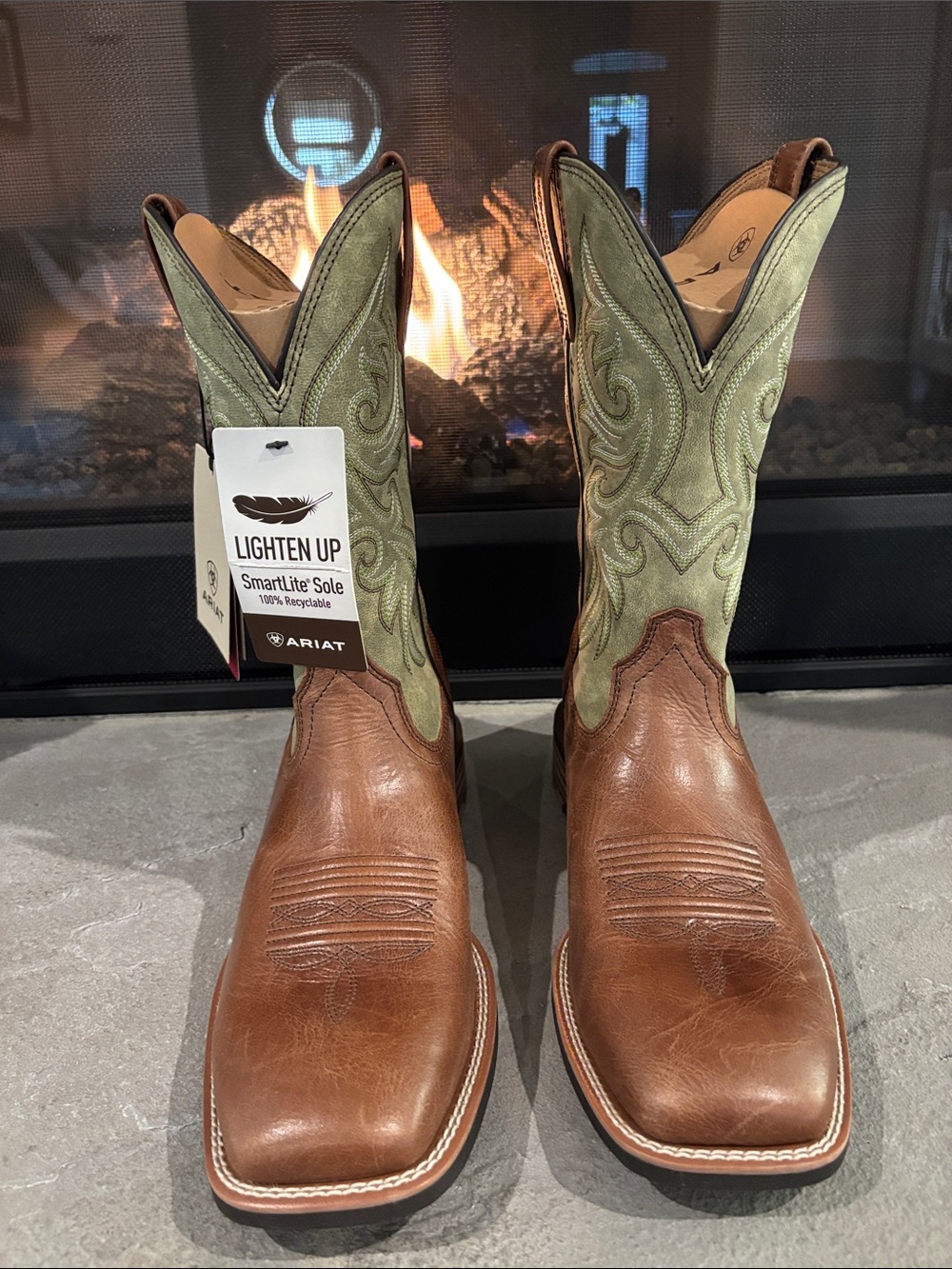 Ariat Slingshot Dark Tan/Easy
Green,ATS,Smartlite Sole,leather,square,Western - Picture 3 of 15